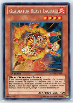 Yugioh Gladiator Beast Laquari RYMP-EN096 Near Mint 1st Edition Secret Rare TCG - Image 1