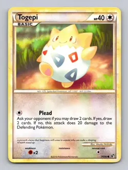 Togepi 70/90 Common HGSS Undaunted Pokemon Lightly Played - Image 1