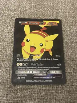 Pokemon Pikachu GX Black Foil Holo Textured Fan Art Card HP130 NM🔥 - Image 1