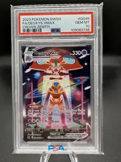 2023 PSA 10 Pokemon Crown Zenith Deoxys VMAX Full Art GG45/GG70 Card Gem Mint - Image 1