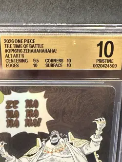 Zehahahahaha! One Piece OP 16 The Time Of Battle English Alt Art BGS Pristine 10 - Image 2
