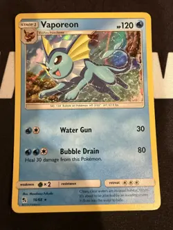 Vaporeon - 18/68 - Sun & Moon Hidden Fates Holo Rare Pokemon Card Near Mint - Image 1