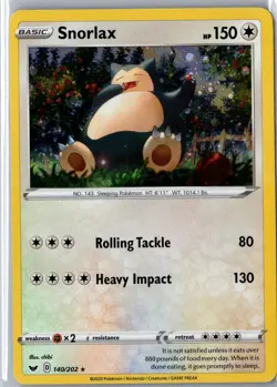 Snorlax 140/202 Cosmos Holo Pokemon Card Sword & Shield Base Set LP - Image 1