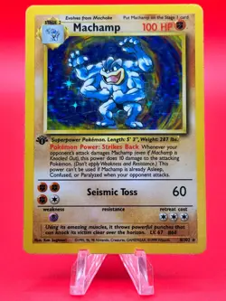 Pokemon TCG Machamp Holo 1st Edition Base Set Light Play Rare Card 8/102 - Image 1