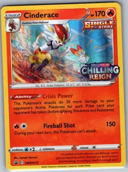 Cinderace - (Prerelease) SWSH112 Holo Sword & Shield Promo - Pokemon Card - NM - Image 1