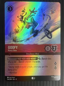 Disney Goofy-Klutzy Skier 216/204 The First Chapter Lorcana Holo Card - Image 1