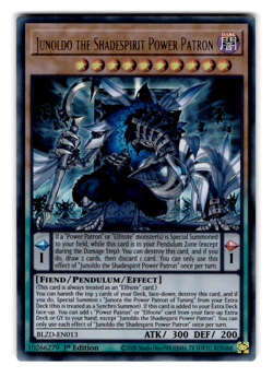 YUGIOH JUNOLDO THE SHADESPIRIT POWER PATRON ULTRA RARE 1ST EDITION NM BLZD-EN013 - Image 1