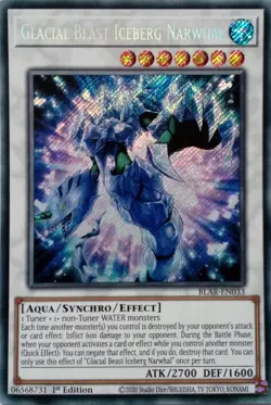 BLAR-EN033 GLACIAL BEAST ICEBERG NARWHAL SECRET RARE 1ST EDITION YuGiOh CARD - Image 1