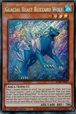 BLAR-EN031 GLACIAL BEAST BLIZZARD WOLF SECRET RARE 1ST EDITION YuGiOh CARD - Image 1