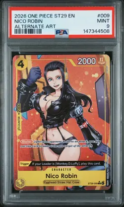 PSA 9 - Nico Robin ST29-009 Alternate Art Promo One Piece STARTER DECK Egghead - Image 1