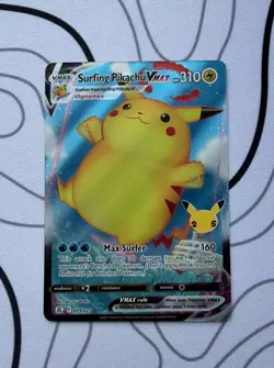 Pokemon Pikachu TCG Surfing VMAX Full Art Celebrations Card 009/025 NM Condition - Image 1