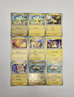 Lot of 9 Pokemon Cards Pichu Pikachu Raichu Collection Reverse Holo Rare - Image 1