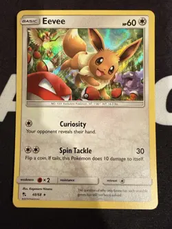 Pokemon Card Sun & Moon Hidden Fates Eevee 48/68 Holo Rare Lightly Played - Image 1