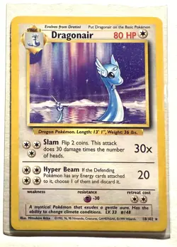 Pokemon Dragonair 18/102 Rare Base Set Unlimited 1999 WOTC Vintage Card LP TCG - Image 1