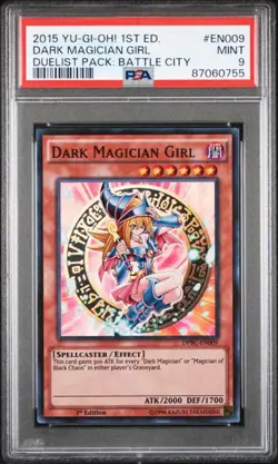 Yugioh Dark Magician Girl Super Rare 1st Ed DPBC-EN009 PSA 9 - Image 1