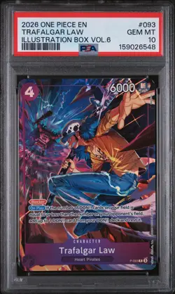 2026 ONE PIECE PROMOS ILLUSTRATION BOX VOL.6 #093 TRAFALGAR LAW PSA 10 - Image 1