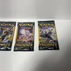 (4) Pokemon Sun & Moon - LOST THUNDER,3 Card Mini Booster Packs Complete Art Set - Image 3