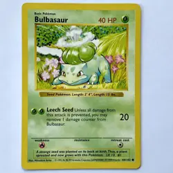 1999 Pokemon Shadowless Bulbasaur Card Length 15 lbs Error Base Set 44/102 NM - Image 2