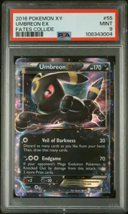 PSA 9 Umbreon EX 55/124 Fates Collide 2016 Pokemon Card - Image 1