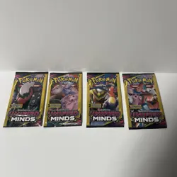 LOT OF 4 pks Pokemon Sun & Moon Unified Minds 3 Card Booster Art Set 2019 Sealed - Image 1