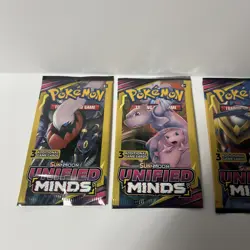 LOT OF 4 pks Pokemon Sun & Moon Unified Minds 3 Card Booster Art Set 2019 Sealed - Image 2