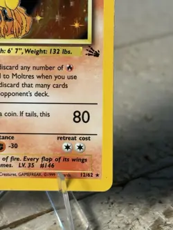 Pokemon VTG Moltres 12/62 Fossil Holo LP English US Seller - Image 4