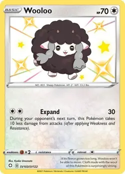 Pokemon TCG Wooloo Shining Fates SV103/SV122 Holo Shiny Holo Rare - Image 1