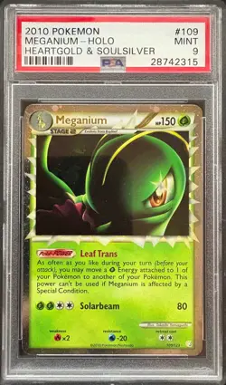 Meganium Prime 109/123 PSA 9 MINT Pokemon Heartgold & Soulsilver Holo Rare - Image 1