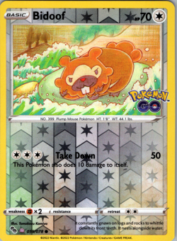 Bidoof 059/078 Ditto (Unpeeled) Reverse Holo LP Pokemon GO - Image 1