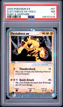 2003 POKEMON EX RUBY & SAPPHIRE #97 ELECTABUZZ EX-HOLO PSA 7 - Image 1