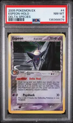 2005 POKEMON EX DELTA SPECIES #4 ESPEON-HOLO PSA 8 - Image 1
