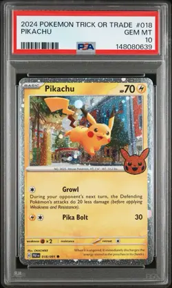 2024 Pokemon Trick or Trade Pikachu #018 PSA 10 Gem Mint Halloween Holo - Image 1