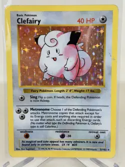 1999 Pokemon Base Set Clefairy Holo #5/102 WOTC Vintage Pokemon Card LP - Image 1