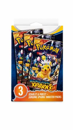 Pokemon Scarlet and Violet Surging Sparks Booster Pack of 3 - Image 1