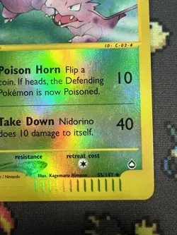 Nidorino #55 Reverse Holo Aquapolis 2002 55/147 E-Reader Pokemon Card English - Image 5