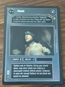 Decipher Star Wars CCG Jabba's Palace MALAKILI Card NEVER PLAYED - Image 1