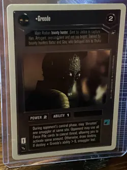 Decipher Star Wars CCG A New Hope WB GREEDO Card NEVER PLAYED - Image 1
