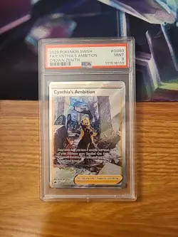 2023 POKEMON SWORD & SHIELD CROWN ZENITH #GG60 FULL ART/CYNTHIA'S AMBITION PSA 9 - Image 1