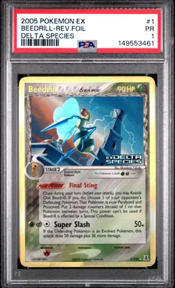 2005 POKEMON EX DELTA SPECIES #1 BEEDRILL-REVERSE FOIL PSA 1 - Image 1