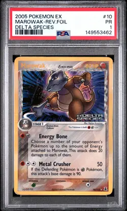 2005 POKEMON EX DELTA SPECIES #10 MAROWAK-REVERSE FOIL PSA 1 - Image 1