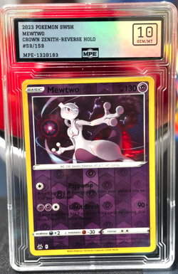 2023 Pokemon Mewtwo 059/159 SWSH Crown Zenith Reverse Holo MPE GEM MINT 10 - Image 1