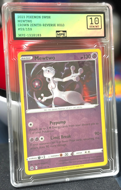 2023 Pokemon Mewtwo 059/159 SWSH Crown Zenith Reverse Holo MPE GEM MINT 10 - Image 2