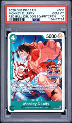 2026 One Piece Monkey D. Luffy Red Bull Participation Promo #005 PSA 10 - Image 1