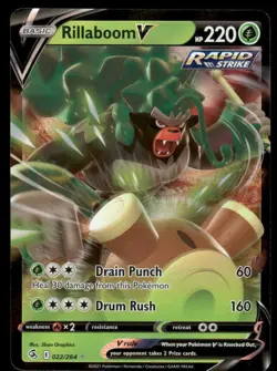 Pokemon Cards Rillaboom V 022/264 Fusion Strike Holo V Rare NM - Image 1