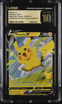 CGC 10 Pikachu V SWSH143 2021 Black Star Promos Pristine Pokemon Card - Image 1