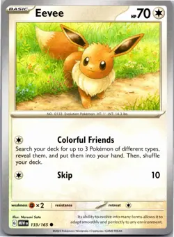 Eevee 133/165 Common 151 Pokemon Near Mint - Image 1