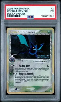 2005 POKEMON EX DELTA SPECIES #2 CROBAT-REVERSE FOIL PSA 1 - Image 1