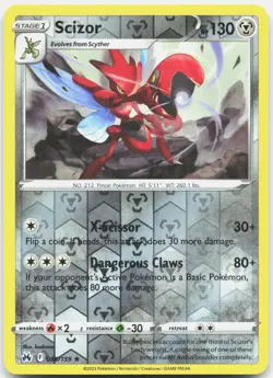 Scizor 086/159 Rare Crown Zenith Pokemon Reverse Holo Near Mint - Image 1