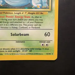Pokemon Vintage Holo Venusaur 015/102 Base Set Wizards Of The Coast 1999 - Image 4