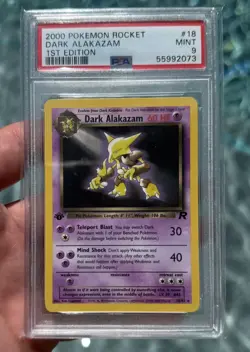 WOTC 2000 Pokemon TCG Dark Alakazam 18/82 1st Ed Reg Rare PSA 9 - Image 3